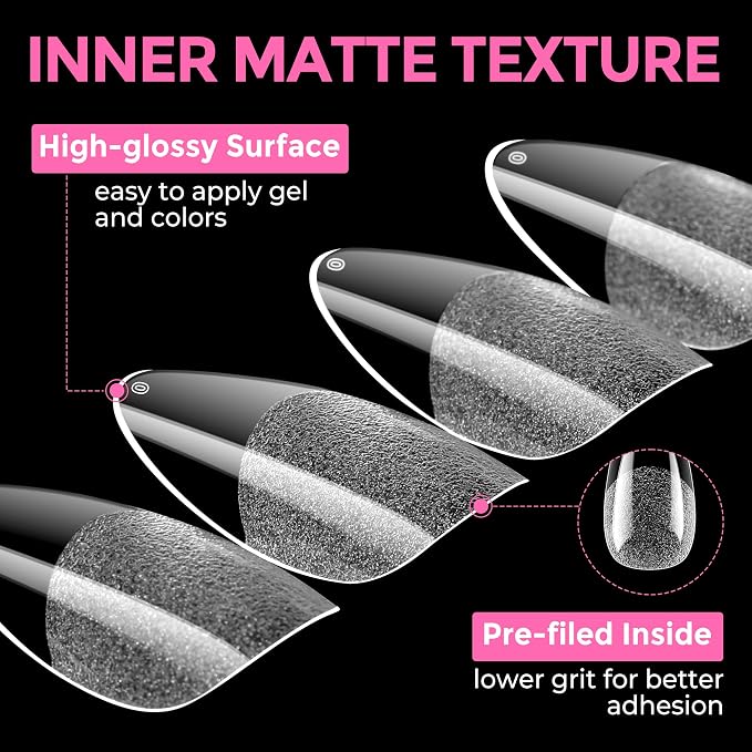 UNA GELLA Almond Nail Tips 216pcs Medium Almond Press on Nails Pre-shape Gel - Image 7