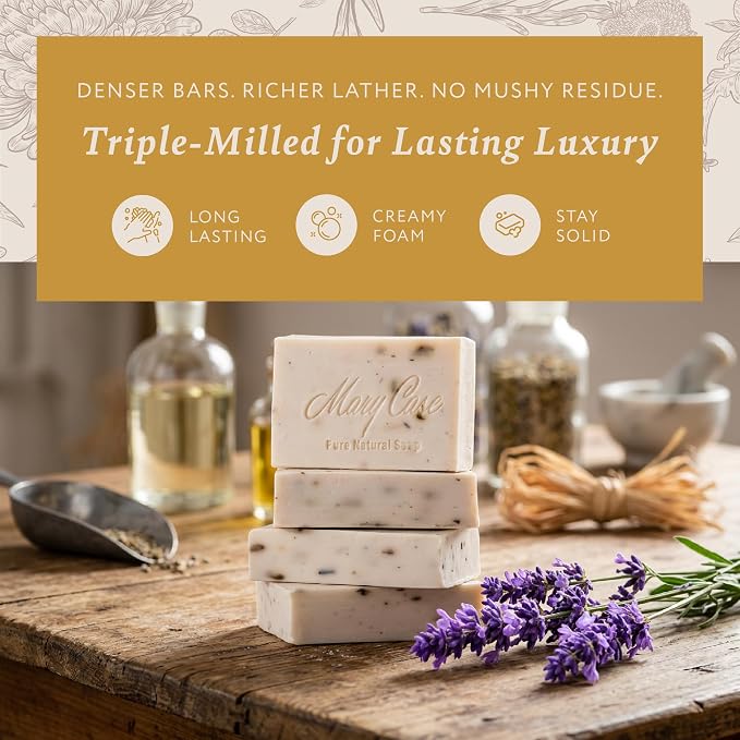 Mary Case Goat Milk & Lavender Bar Soap Set of 4 | Natural Soap - Image 3