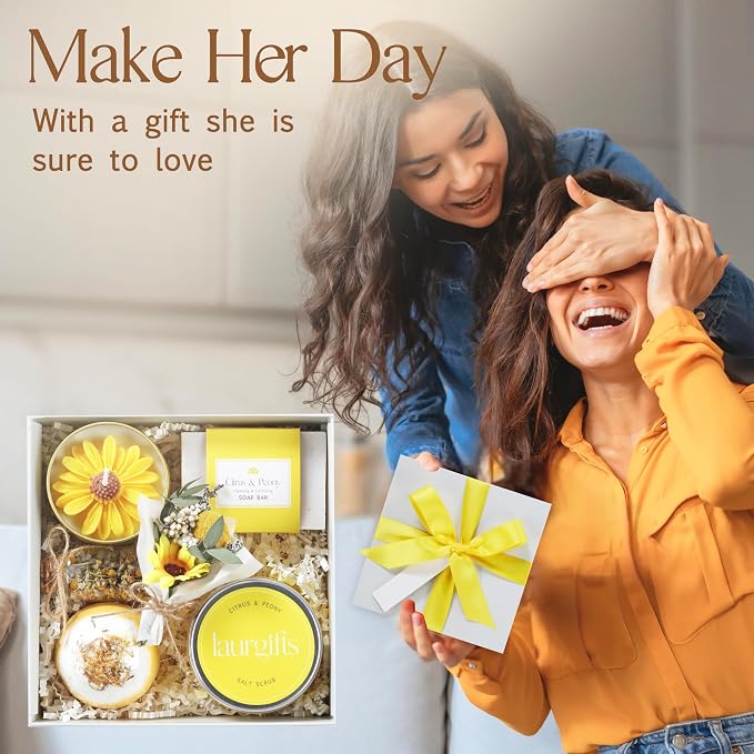 Birthday Gifts for Women – Yellow Sunshine Spa Gift Box, Luxury Bath & Self - Image 3