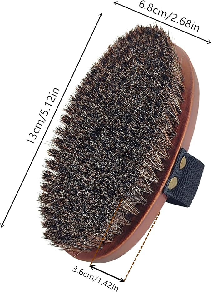 Dry Brushing Body Brush, Exfoliating Body Scrubber Natural Horsehair Bath - Image 5