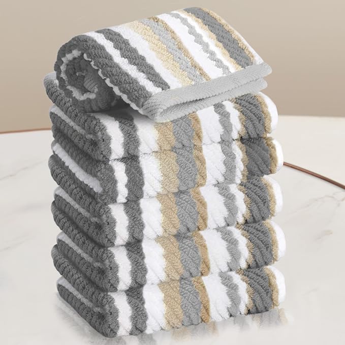 VOOVA & MOVAS Cotton Washcloths Set of 6, Soft Wash Cloths Set by VOOVAMOVAS