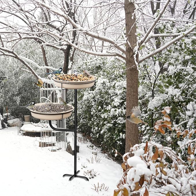 Freestanding Birdbaths Bowl Outdoor, Free Standing Garden Bird Bath Bird Feeder - Image 5