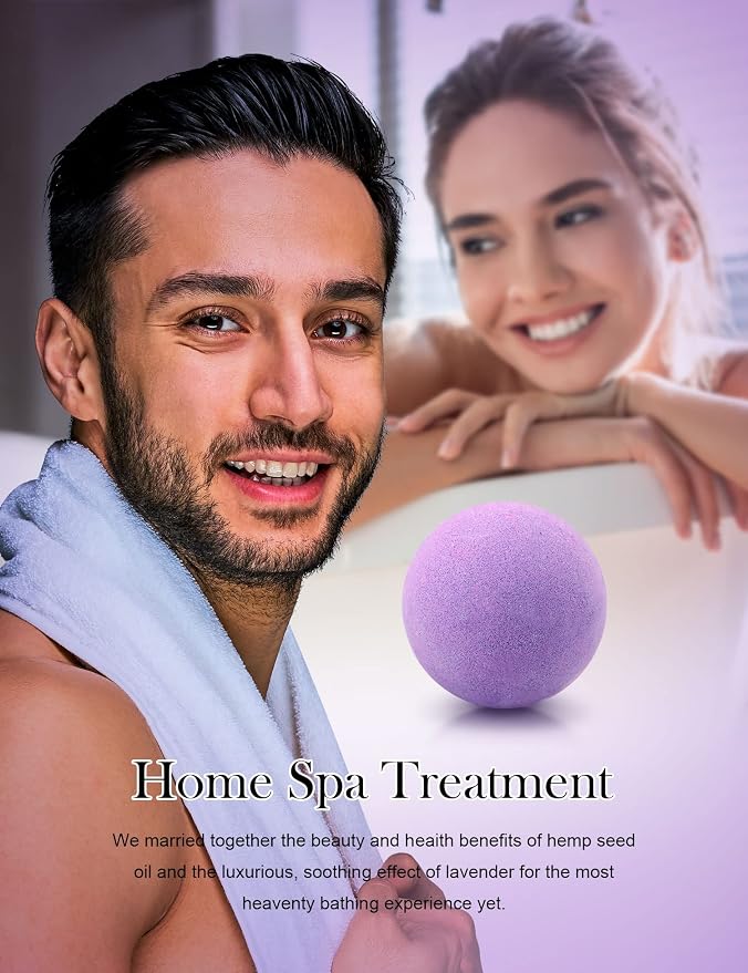 Bath Bombs, 2 Pack Fizzy Spa Gift Natural Hemp Oil Extract and Lavender - Image 2