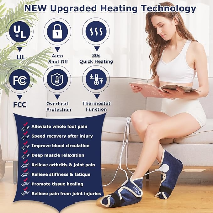 CAMECO 1 Pair Foot Heating Pad for Feet Neuropathy, Heated Foot Warmers for - Image 2