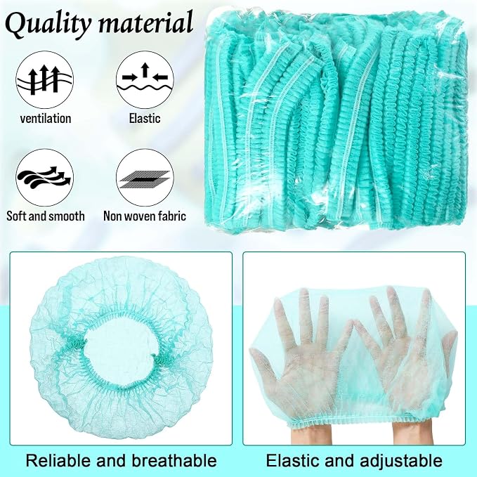 100 Pcs Disposable Nonwoven Bouffant Caps 21 Inch Hair Net Elastic Cap Hair - Image 3