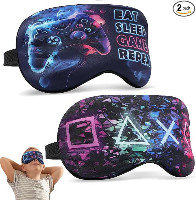 2 Pcs Boys Sleep Eye Mask, Guys Blackout Sleeping Silk Mask by knIykmr