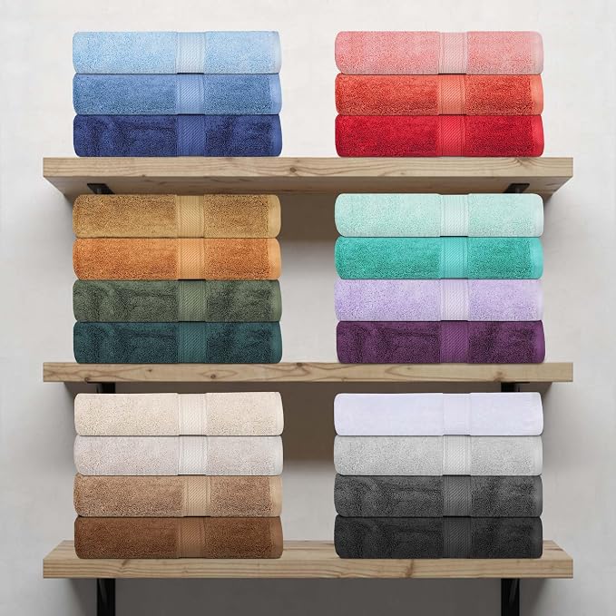 SUPERIOR Egyptian Cotton Pile Bath Towel Set of 2, Ultra Soft Luxury Towels - Image 9