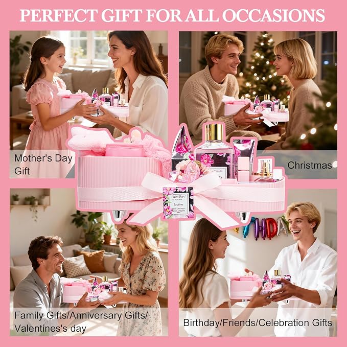 27 Pcs Spa Day Gifts Basket for Women, Camellia & magnolia Bath and Body Gift - Image 4