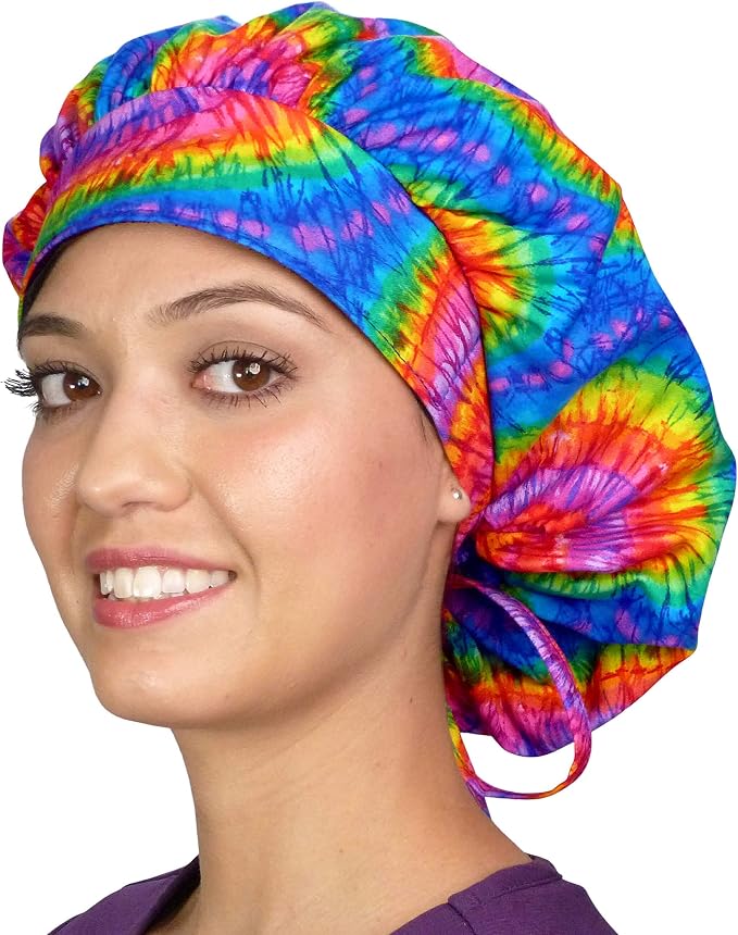 Sparkling EARTH Banded Bouffant Surgical Scrub Ponytail Working Caps and - Image 5