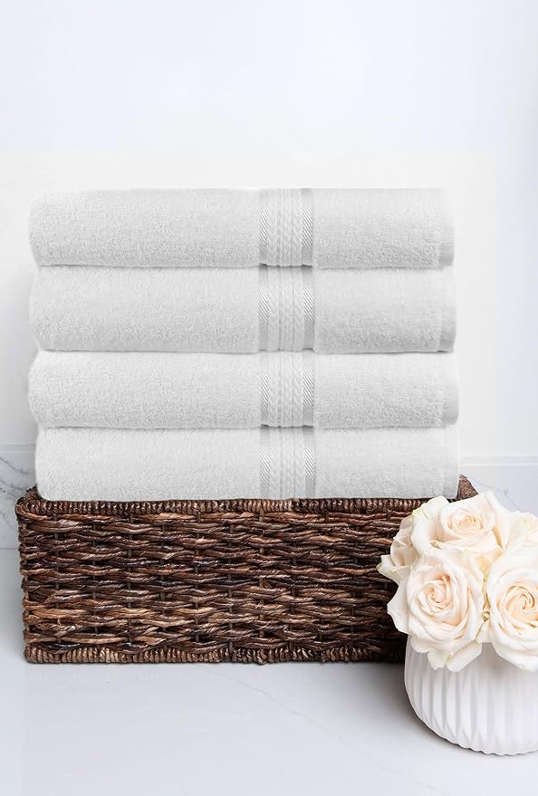 Cotton Craft Ultra Soft 4 Pack Oversized Extra Large Bath Towels 30x54 White - Image 4