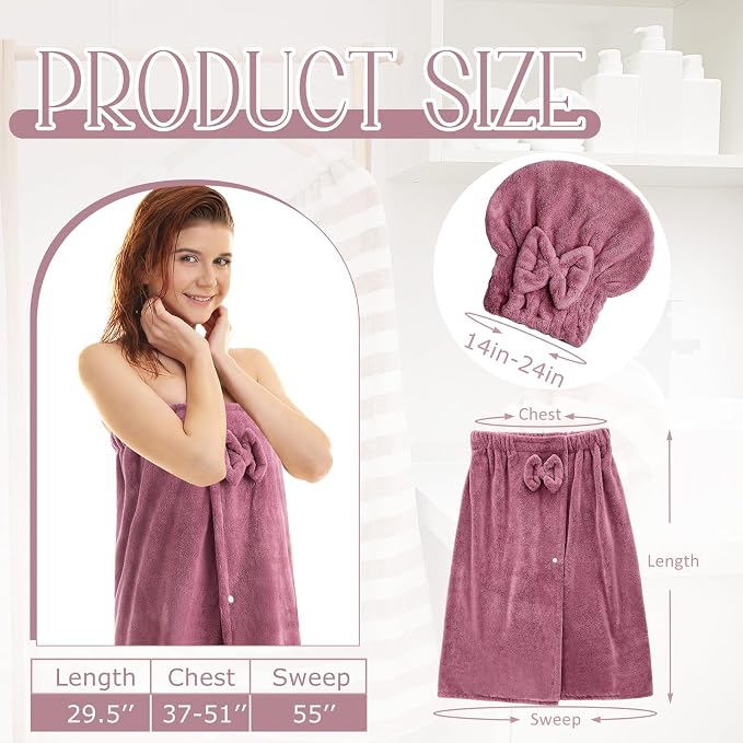 Xtinmee 2 Sets Normal Size Womens Wrap Towel - Image 2