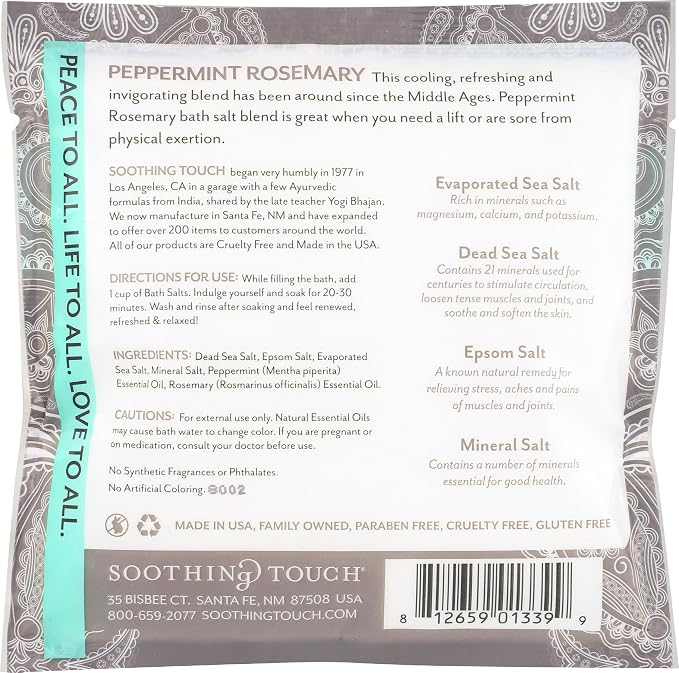 Soothing Touch Bath Salts Pouch, Peppermint Rosemary, 8 Ounce - Image 2