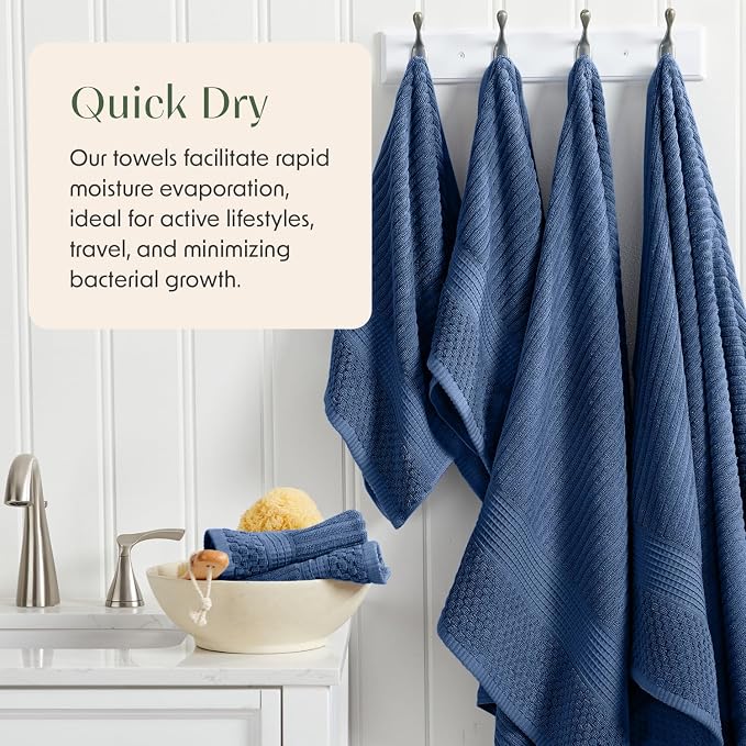 Springtree Home 100% Cotton Bath Towel Set of 4 | Super Soft & Absorbent - Image 3