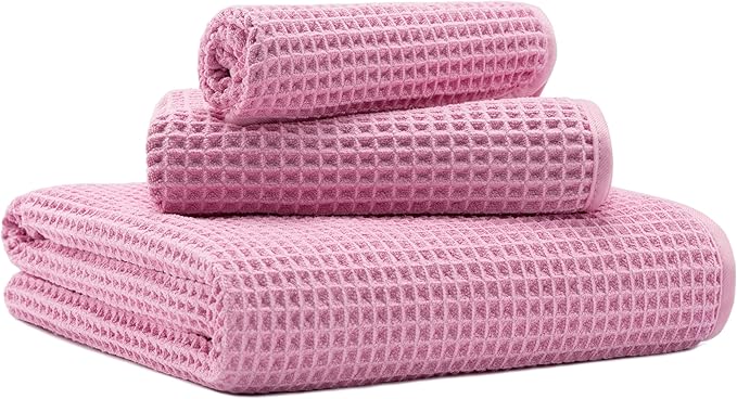 MICROFI Microfiber Waffle Bath Towels, 3 Pieces, Fast Drying, Lint Free by Unknown