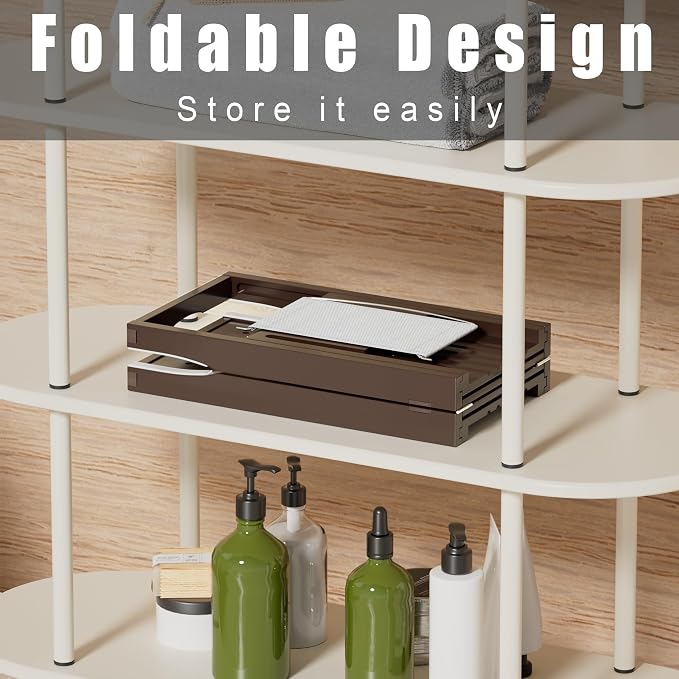 Foldable Bathtub Caddy Tray for Tub, Bamboo Expandable Bath Table Trays - Image 6