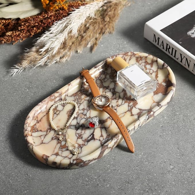 Koville Natural Decorative Marble Bathroom Tray, Stone Perfume Trays Jewelry - Image 7
