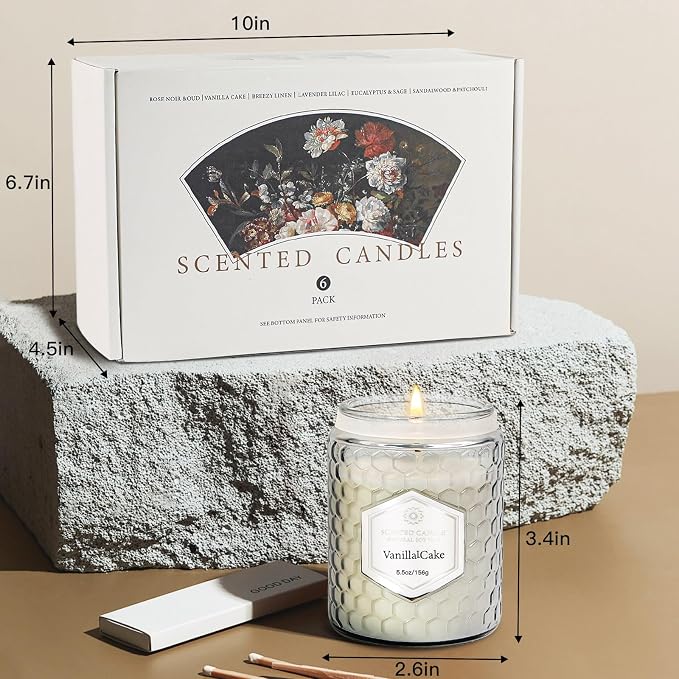 6 Pack Scented Candles for Home, Aromatherapy Gift Set for Women, Natural Soy - Image 8