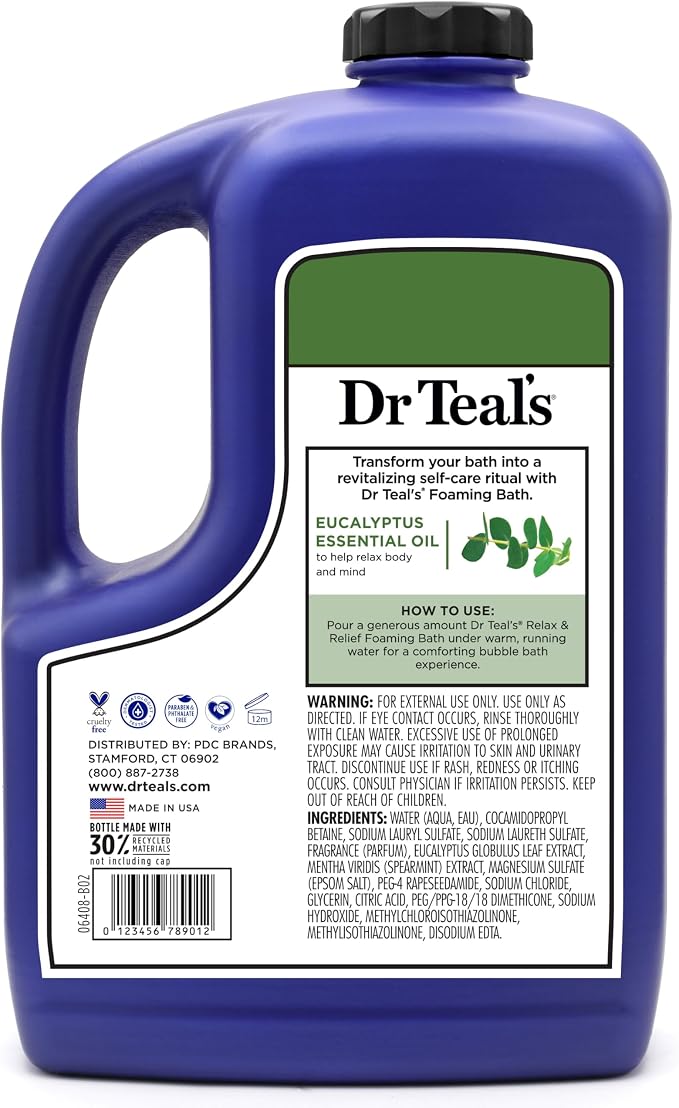 Dr Teal's Foaming Bath with Pure Epsom Salt, Relax & Relief with Eucalyptus & - Image 8