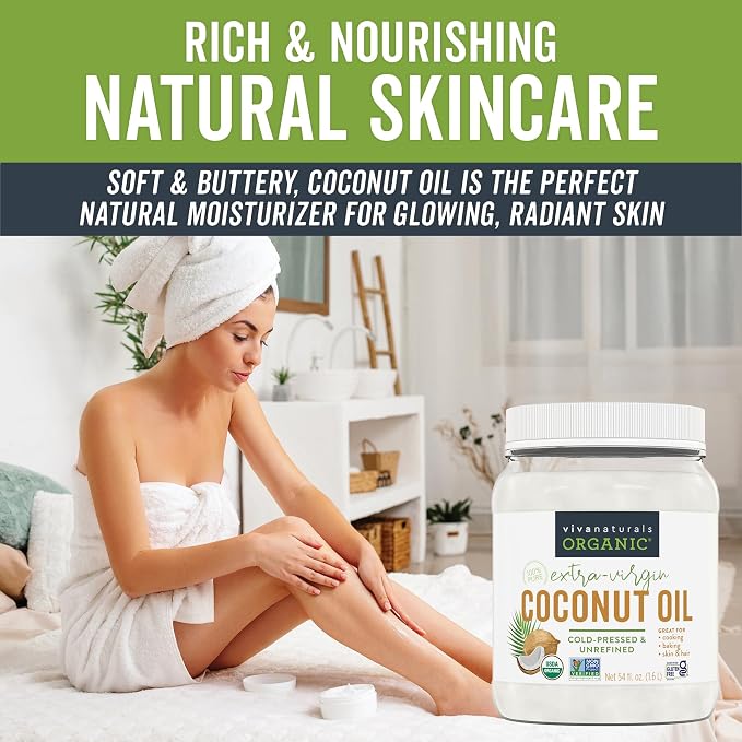 Viva Naturals Organic Coconut Oil, 54 fl oz – Unrefined, Cold-Pressed Extra - Image 5