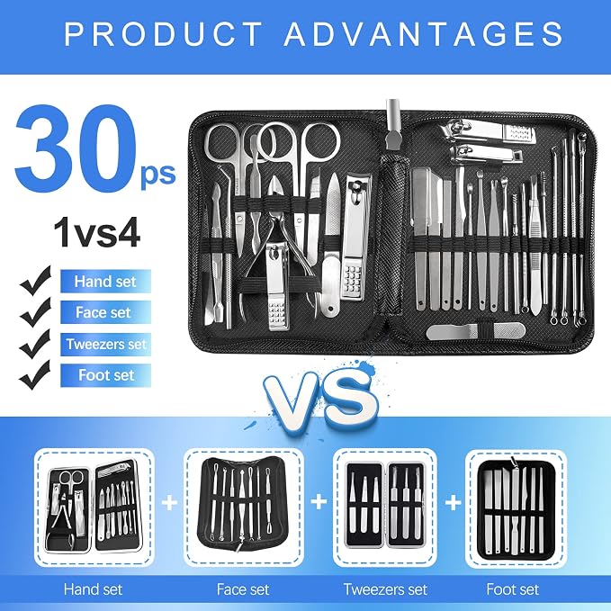 Manicure Set 30 in 1 Fingernail Clipper Set, Manicure Kit, Pedicure Kit - Image 2