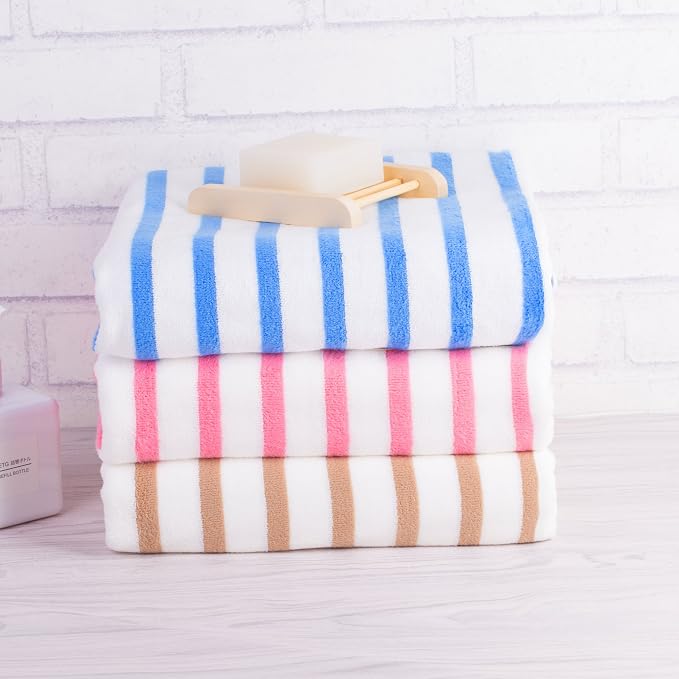 JML Microfiber Beach Towels Cabana Stripe, 2 Pack, Quick Drying Bath Towel Set - Image 7