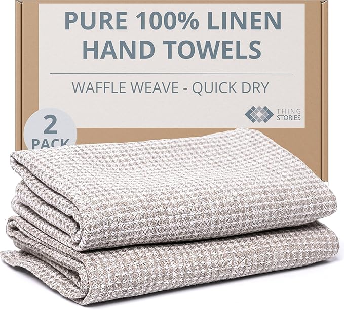 European Flax Linen Kitchen Towels Set of 2 by THINGSTORIES
