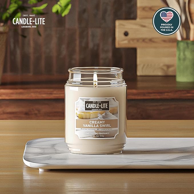 Candle-lite Fall Scented Candles, Creamy Vanilla Swirl, 18 oz Jar, Proudly - Image 2