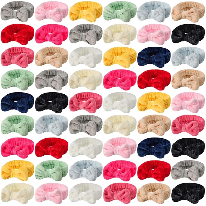 Tigeen 52 Pieces Spa Headband for Washing Face Bulk Soft Coral Fleece Skincare by Tigeen