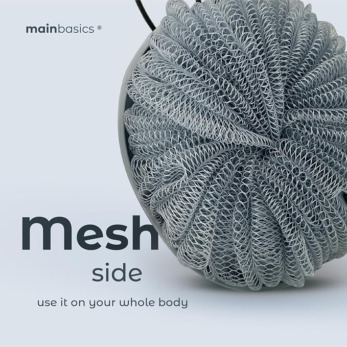 MainBasics Shower Tool Duo 2-1 Shower Loofah Sponge and Exfoliating Body - Image 3