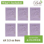 BELA Lavender Soap Bars 3.3 OZ Pack of 6, French Triple Milled Bar Soap - Image 2