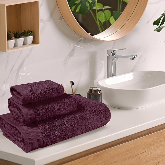 Ultra Soft 3 Pack Cotton Towel Set, Contains a Bath Towels 28x55 inch, a Hand - Image 3