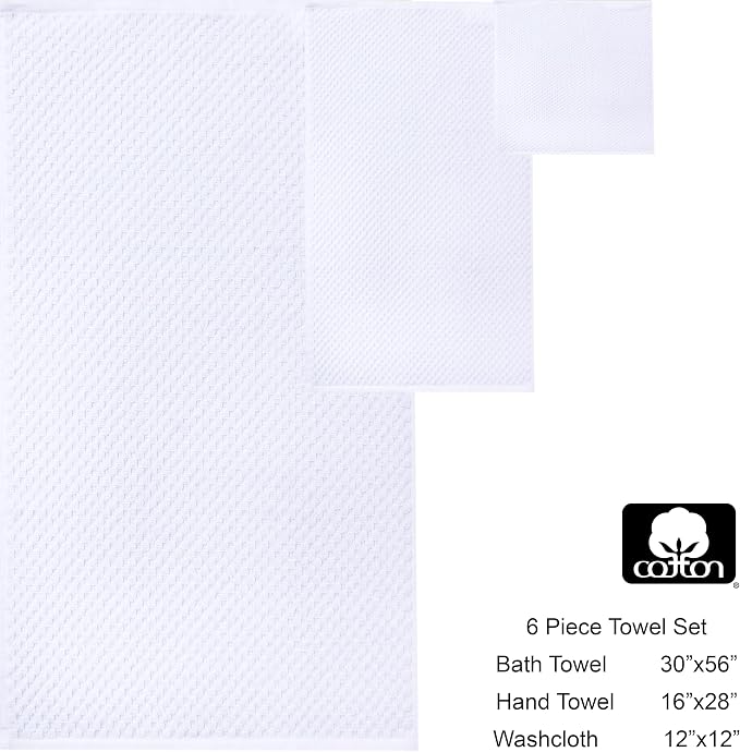 COTTON CRAFT Waffle 6 Piece Towel Set - Image 7