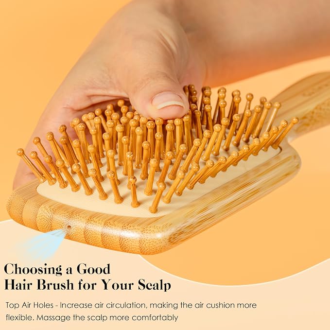 GAINWELL Bamboo Hair Brush for Hair Growth, Natural Bamboo Bristles Detangling - Image 2