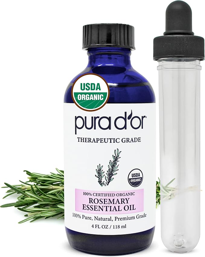 PURA D'OR Organic Rosemary Essential Oil, Therapeutic Grade, by PURADOR