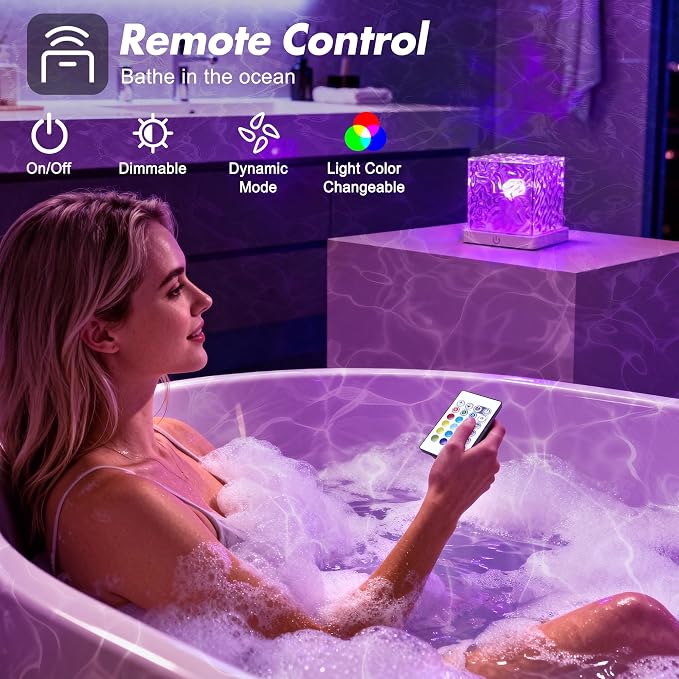 Rechargeable Shower Light No Wiring, 16 Color Changeable Ocean Wave Projector - Image 3