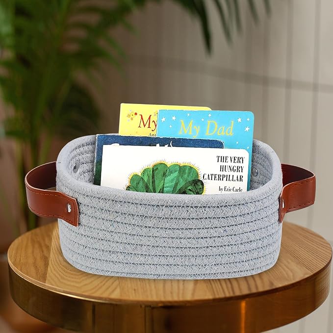 ABenkle Small Storage Basket, Mini Rope Woven Baskets, Cute Shelf Closet - Image 3