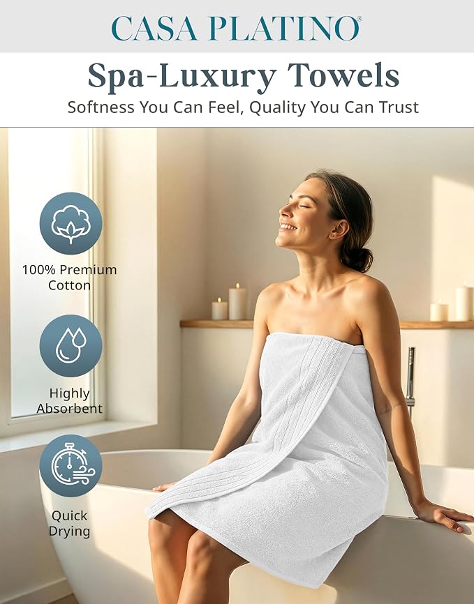 Casa Platino 100% Cotton Luxury Bath Towel Set 8 Pieces - Image 2