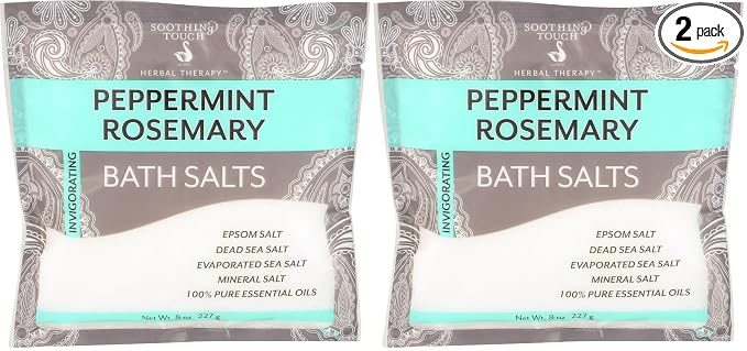 Soothing Touch Bath Salts Pouch, Peppermint Rosemary, 8 Ounce by Soothing+Touch