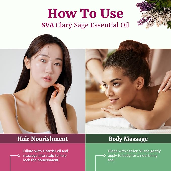 SVA Clary Sage Essential Oil Organic – 1/3 Fl Oz – 100% Natural Organic Clary - Image 5