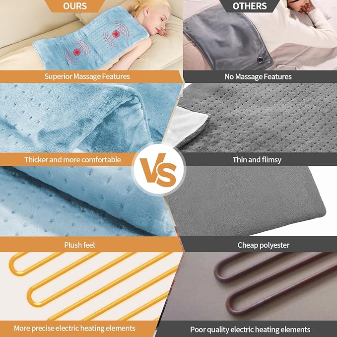 SAROO Heating Pad for Back Pain Relief, Massaging Weighted Heating Pads for Neck - Image 7