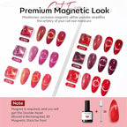 modelones Cat Eye Gel Nail Polish, 6 Colors Red Glitter Burgundy Ruby Sparkle - Image 2