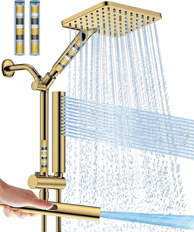 Filtered Shower Head with Handheld Spray Combo High Pressure Rain Shower Head by HOMBETER