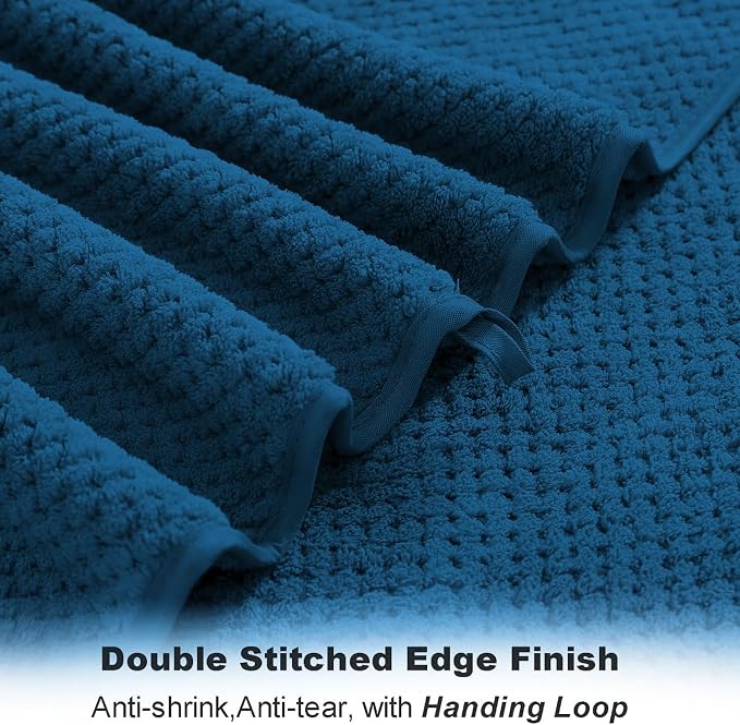 8-Piece Navy Bath Towel Set, 2 Extra Large Bath Towel Sheets, 2 Hand Towels and - Image 3