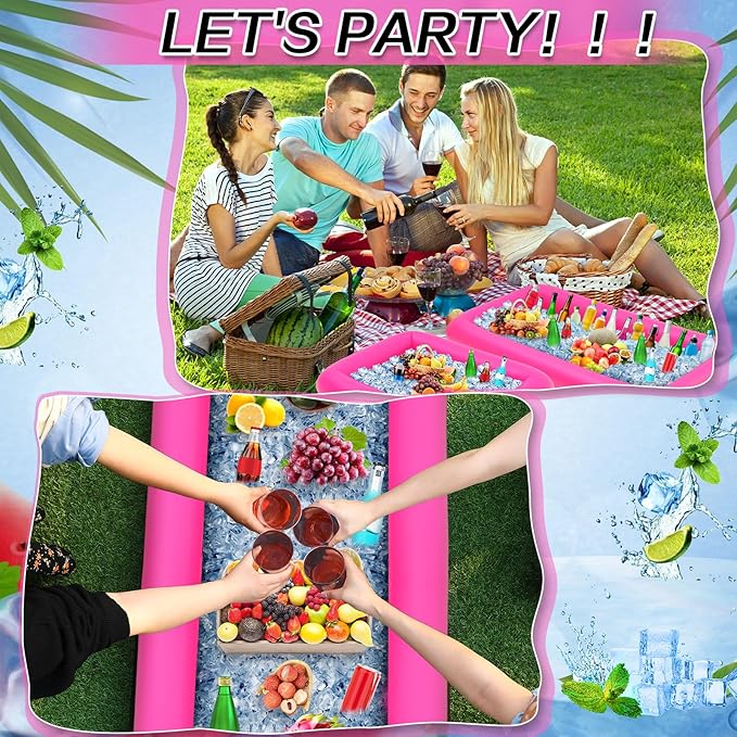 Leitee 4 Pcs Inflatable Ice Serving Bars Buffet Serving Tray Drink Cooler - Image 3