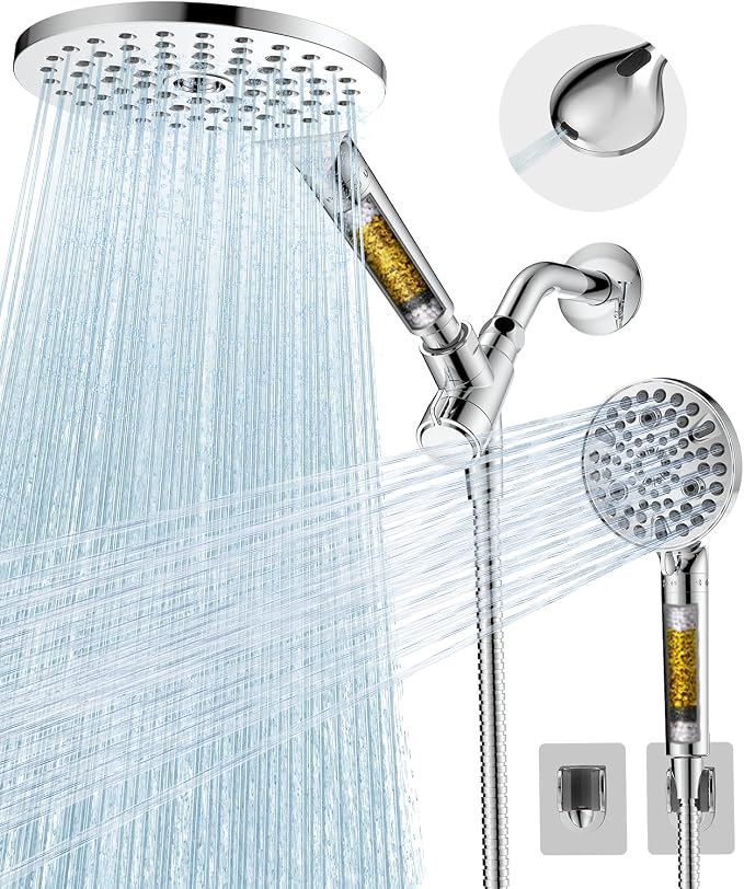 MakeFit Dual Filtered Shower Heads Combo, High Pressure Rain Shower Head by MakeFit