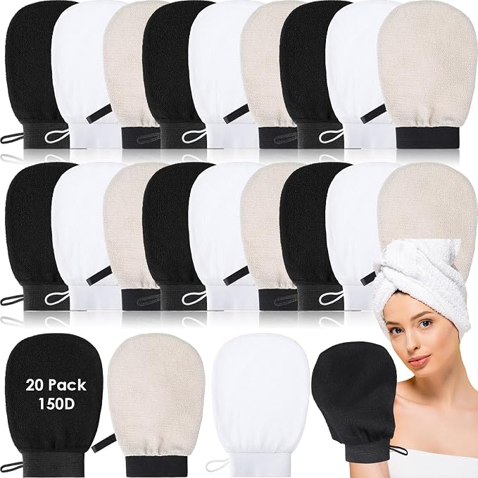 FoldTier 20 Pcs Exfoliating Glove Bulk Summer Exfoliator Mitt Body Scrubber by FoldTier