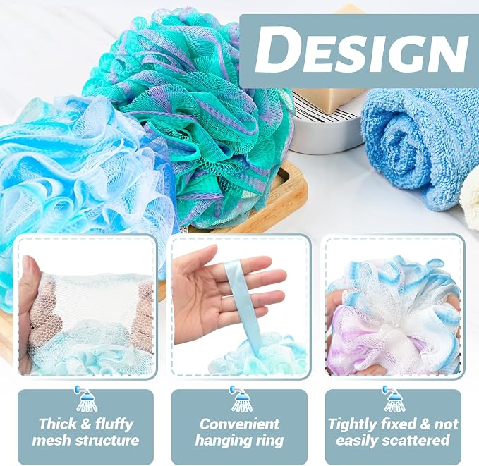 10 Pack Bath Sponges Loofahs 40g, Soft Mesh Shower Loofahs, Body Scrubber Bath - Image 4