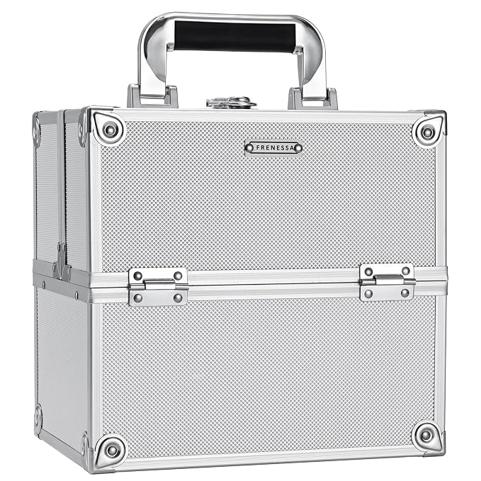 FRENESSA Makeup Train Case Makeup Organizer Box Portable Cosmetic Travel Case by Frenessa