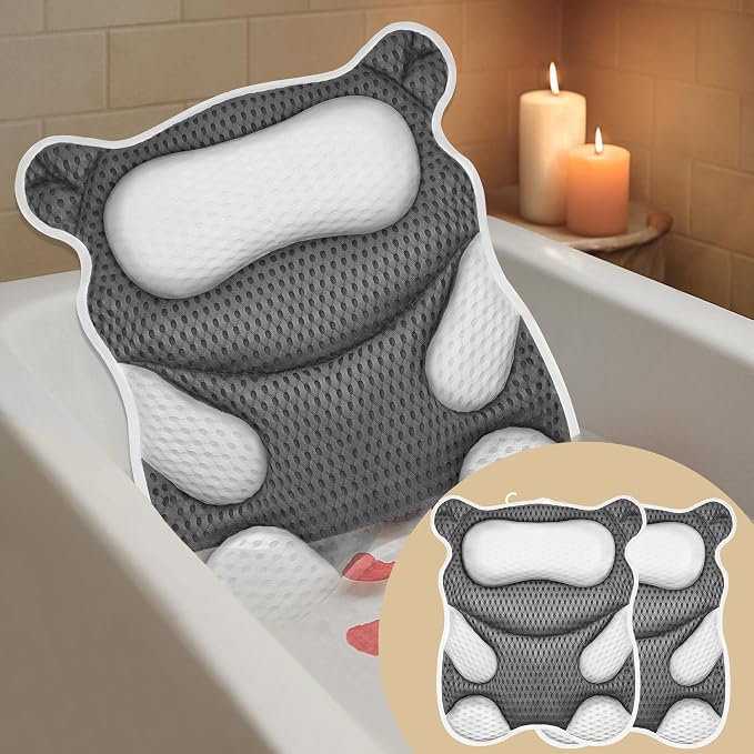Bath Pillow for Tub Ergonomic Bear Shape Design Bath Pillow for Head and Neck by ZYIDBNG
