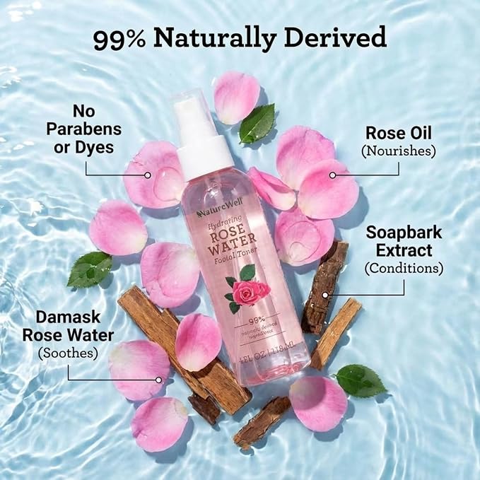 NATURE WELL Rose Water Hydrating Facial Toner Mist - Image 4